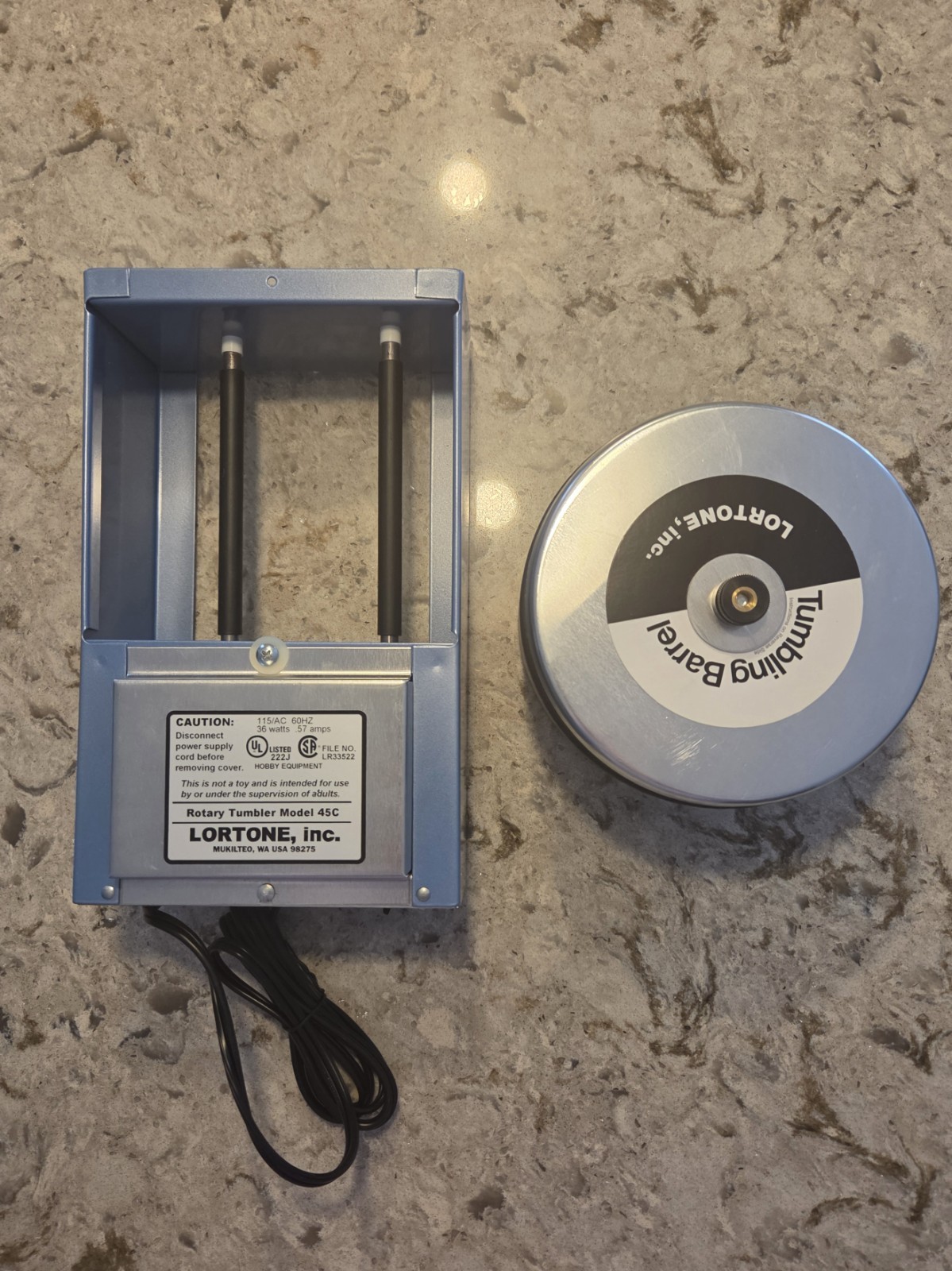 Lorntone 45C Rock Tumbler  with Grit, Polish, Plastic Pellet