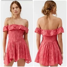 NWOT Urban Outfitters Kimchi Blue Lilly Lace Off Shoulder Corset Mini Dress S