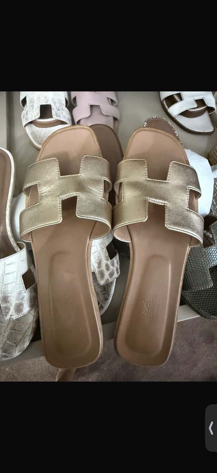 Hermes Oran Gold Sandal Size 39 