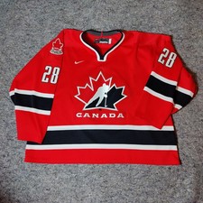 Vintage 2002 Nike Team Canada Mens Hockey Red Jersey 2XL Olympics Robyn Regehr