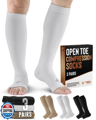 Doctor's Select 3 Pairs Copper Toeless Compression Socks Women and Men - 20-3