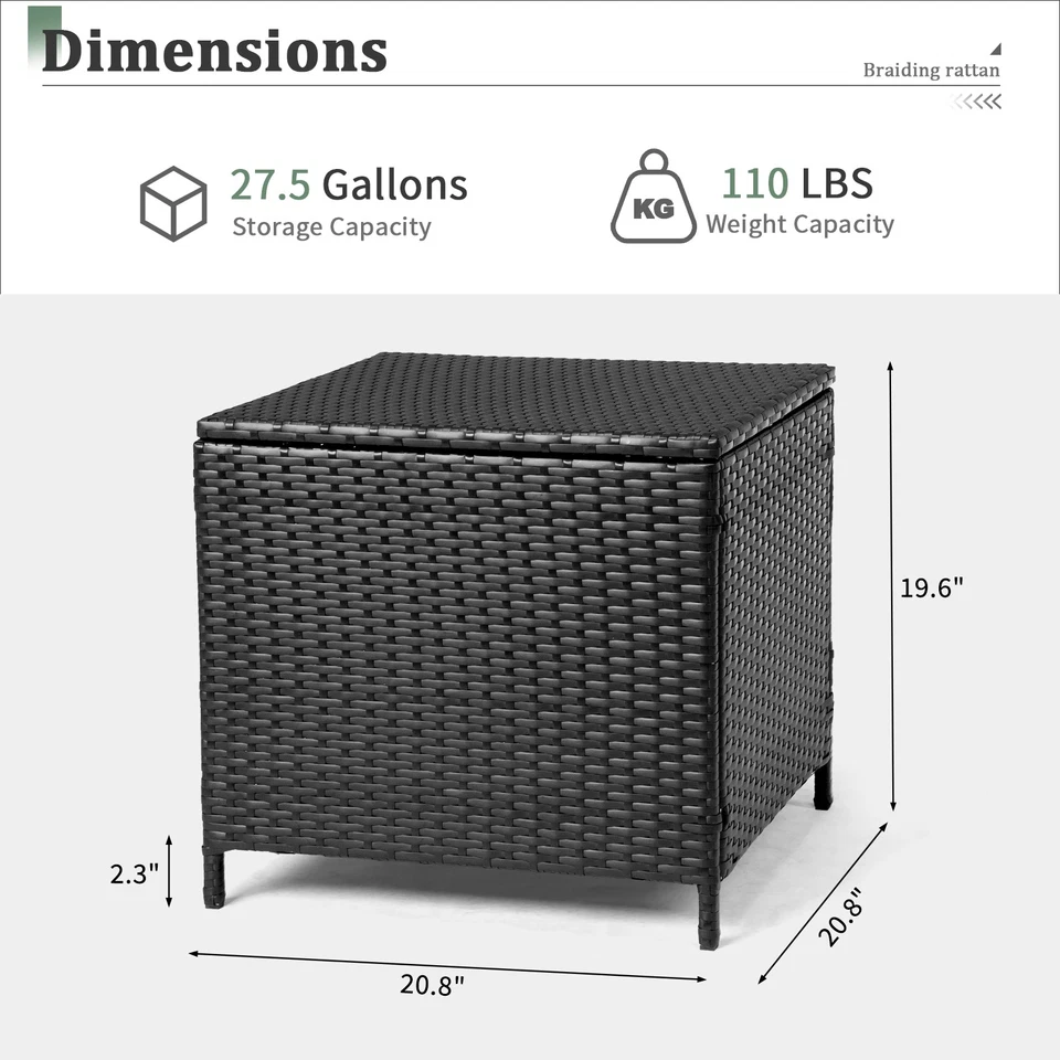 Mesa auxiliar de mimbre PE para exteriores con contenedor cuadrado de ratán para patio Foto 2 de 4