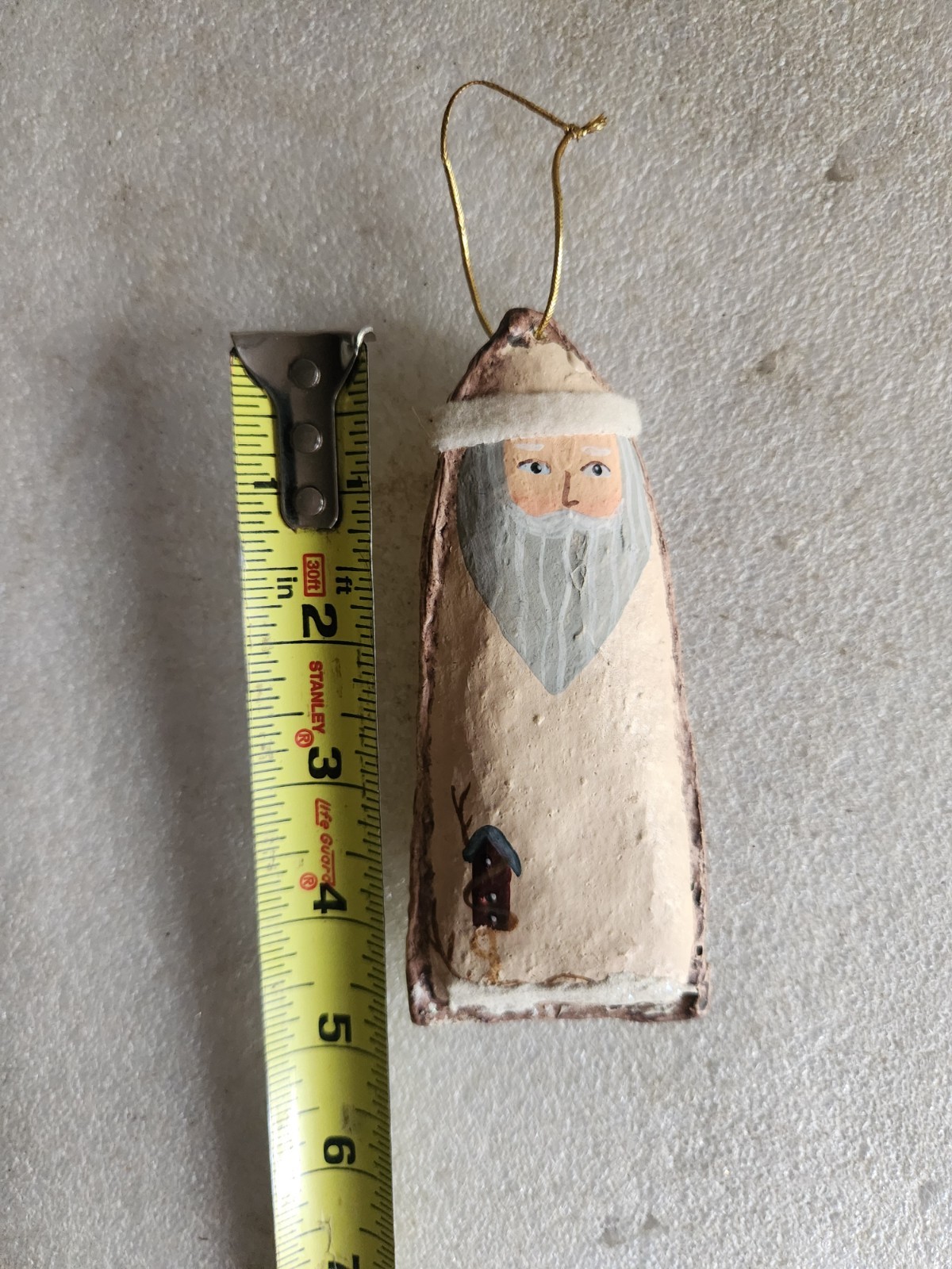 Vntage Handmade Paper Mache Folk Art Santa Christmas Ornament Unsure Of Material