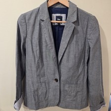 GAP Womens Mr Blazer Sz 2 Blazer Blue Chambray Lightweight Jacket Career Cotton