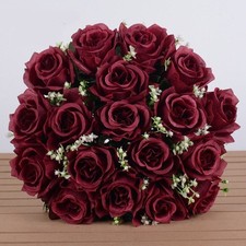 18 Heads Silk Rose Artificial Flowers Fake Bouquet Wedding Home Party Decor UK