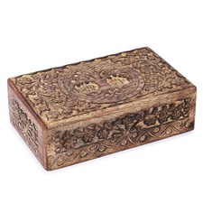 Wooden Jewelry Boxes Decorative Antique Boxes with Tree of Life Carving for C...