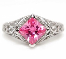 2CT Treated Pink Sapphire 925 Solid Sterling Silver Ring Sz 8