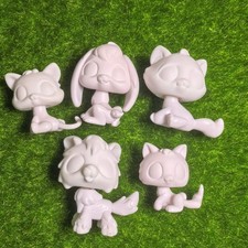 Custom White Base LPS Shorthair Cat Wolf 5Pc Kid Christmas Gift DIY Painting Toy