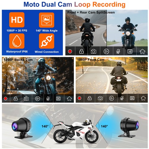 2026 Waterproof Motorcycle Carplay/Android Auto Navigation Dual 2K Dash Cam - Picture 5 of 9