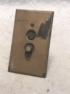 Antique Push Button Light Switch & Cover Plate Mother Of Pearl & Brass