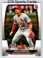 2023 Bowman Nolan Gorman baseball rookie card #6 St. Louis Cardinals RC. rookie card picture