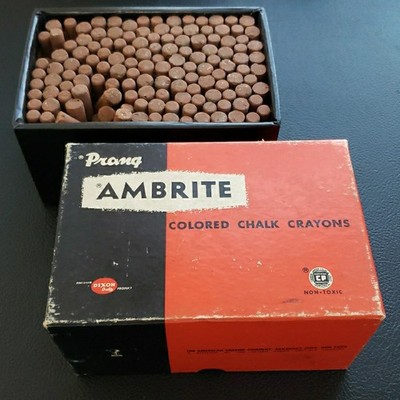 Vintage Ambrite Orange Colored Chalk Crayons One Gross Box Almost Full 510-144