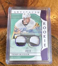 Upper Deck Artifacts Teddy Blueger Penguins #179 Rookies Purple Auto Patch /15