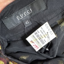 Gucci Women's Metallic Abstract Dress Pants Black Gold Brown Purple Zip New