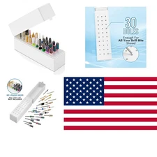 Professional 30-Hole Nail Drill Bits Holder - Dust-Proof Acrylic Display Case