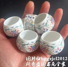 5 PC Bird Cage Feeding Dish Ceramic Cups Flower Food Water Bowl Parrot Feeder