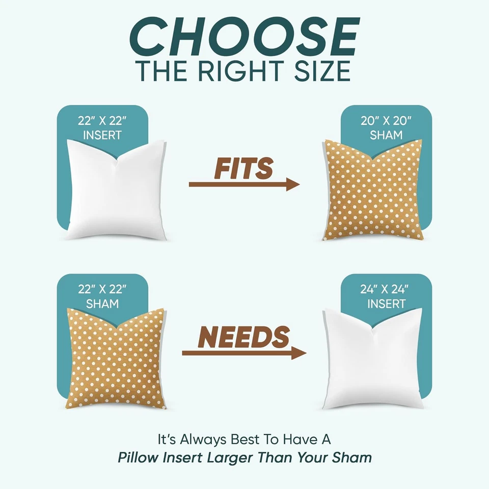 Synthetic down Pillow Insert - 22X22 down Alternative, Ultra Soft Large Square T - Image 3 of 4