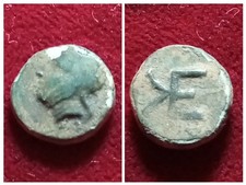 TROAS, Kebren. Circa 412-399 BC. Æ Head of a satrap wearing Bashlyk KE Monogram