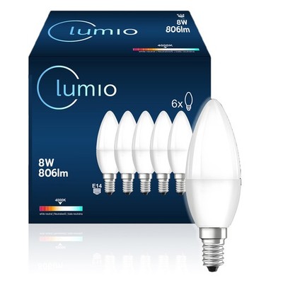 LUMIO E14 LED Birnen 8W Leuchtmittel Glühbirnen Spot 6er Set 4000K Neutralweiß