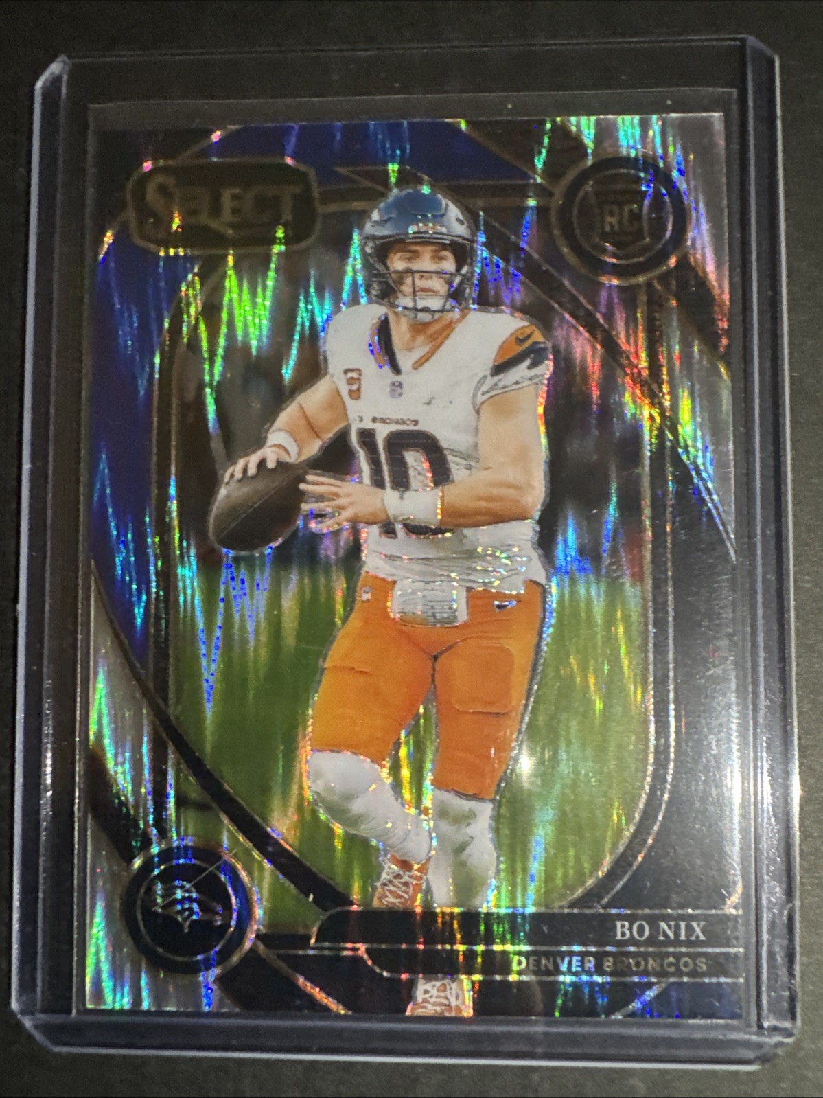 2024 Panini Select - Club Level Bo Nix #221 Black & Blue Shock Prizm (RC)