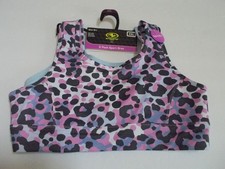NWT ATHLETIC WORKS 2 Pack GIRLS Sports Bras Multi Leopard Print & Blue Sz XXL
