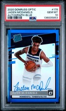 2020 Panini Donruss Optic Jaden Mcdaniels #178 Autograph Blue /49 PSA 10 - POP 5