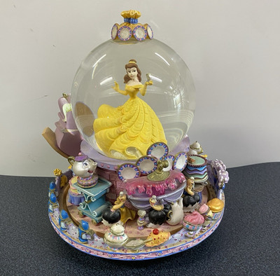 Vintage 1991 Disney Beauty and The Beast Snowglobe Plays (Be Our Guest) 8''Inch