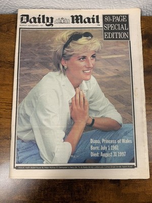 Vintage Ephemera - Daily Mail Prinzessin Diana Tod - 8 Zeitungen 