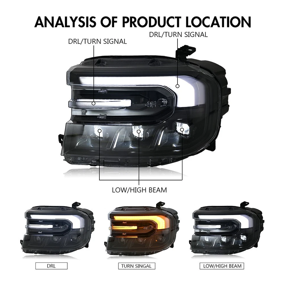 Pair LED Headlights For Ford Maverick 2022 2023 2024 Projector Front Lamps W/DRL Foto 3 de 4