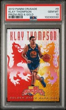 2012 Panini Crusade Prizm #8 Klay Thompson Prizm-Red & Gold Rookie /99 PSA 10