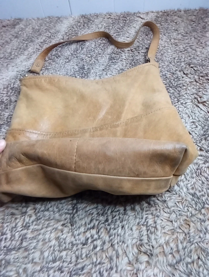 Coral Moose Handmade Soft Leather Brown Shoulder Bag Purse 13"×13.5" - Image 4 of 4