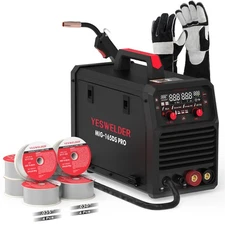 YESWELDER 165A 4-in-1 MIG/Flux Welder with 8 Wires (4+4 ) & Gloves, 110V/220V