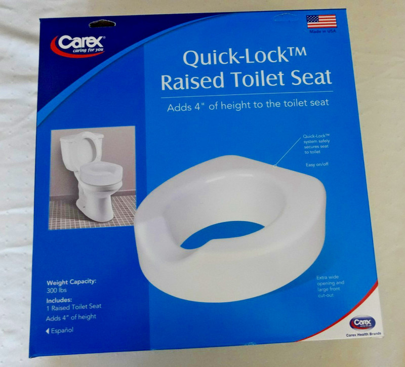 CAREX Raised Toilet Seat with "QUICK-Lock" Adds 4 in Height  White, 300 lb Limit