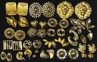 21 Pair Vintage Mod Gold Tone Pierced Stud Earrings Lot Costume Jewelry Bulk #11