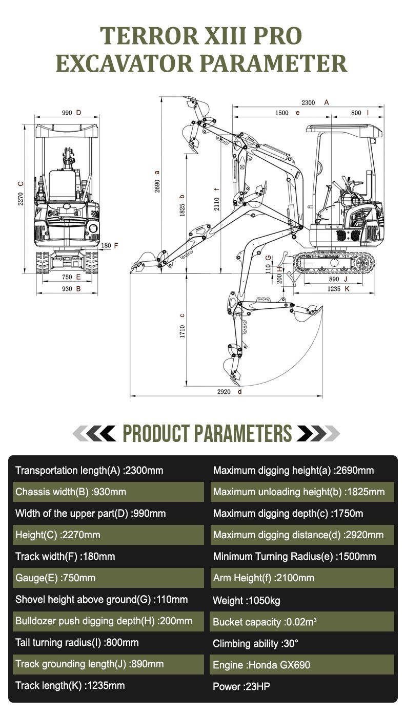 FREE SHIP Mini Excavator 1.3 Ton 22.1hp Mini Digger Crawler Gas HONDA EPA Engine