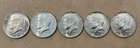 Lot of 5, 1965 - 1969 Kennedy Half Dollars - Unc NICE!  40% silver Below Melt,