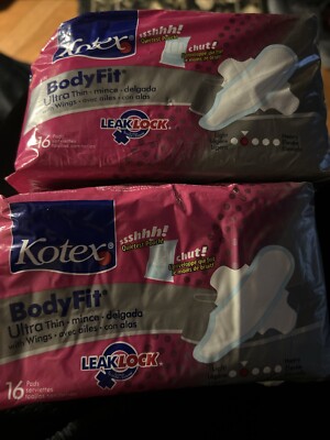 Vintage 2003 Kotex Bodyfit Ultra Thin Pads Lot Of 2 Packs 16 (total 32 Pads) New