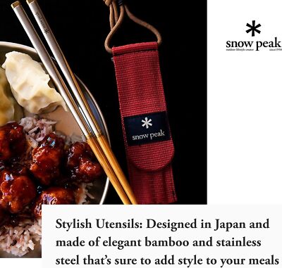 Snow Peak Wabuki Chopsticks - Collapsible Stainless Steel Travel Utensils