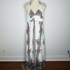 Mercatto Women’s Halter Maxi Dress White Floral Size P