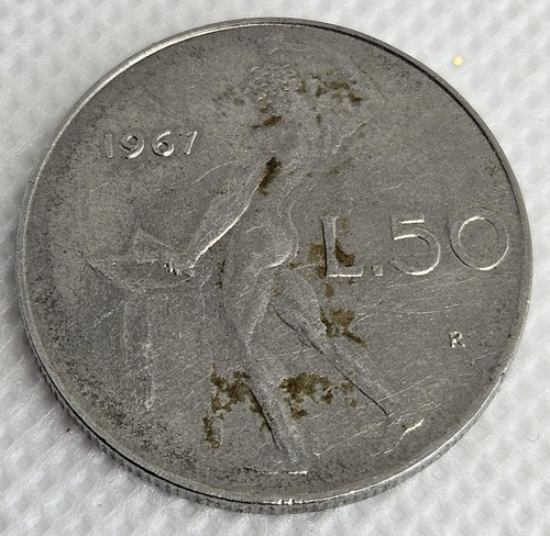 1967 Italy Coin L .50 Italian Europe Coins EXACT COIN SHOWN - FREE S&H! - Picture 2 of 2