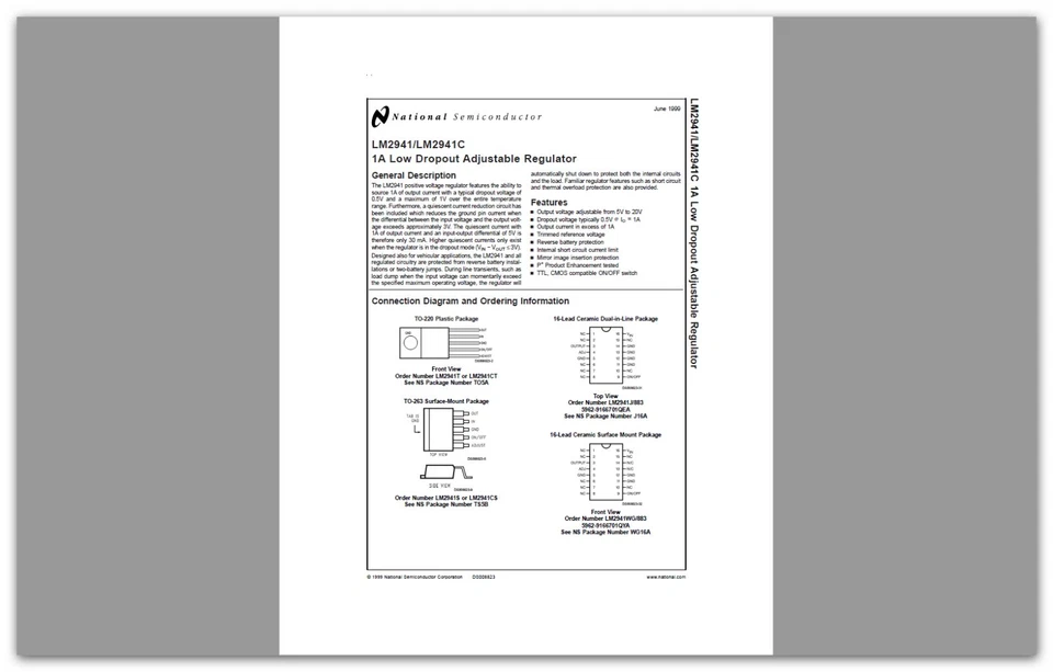 LM2941CS NSC 1A Low Dropout Adjustable Regulator TO-263-5 2PCS - Image 3 of 4