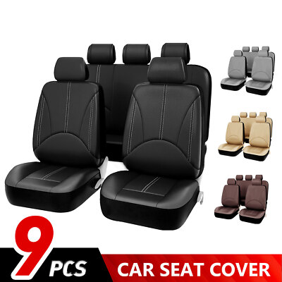 For Cadillac Leather Car Seat Cover Front Rear Full Set 5-Seat Protector Cushion