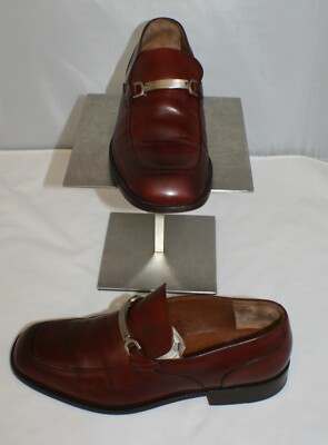 Fratelli Rossetti Men's Loafer Burgundy Brown Leather Sz US 11.5 D Silver Bit 