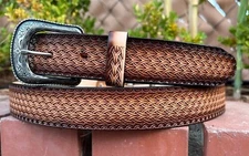 MEN'S BROWN WESTERN LEATHER BELT, 1.5 inch wide HAND CRAFTED COWBOY RODEO BELT