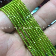 Natural 2mm Round Faceted Green Peridot Gemstone Loose Beads Strand 15" AA