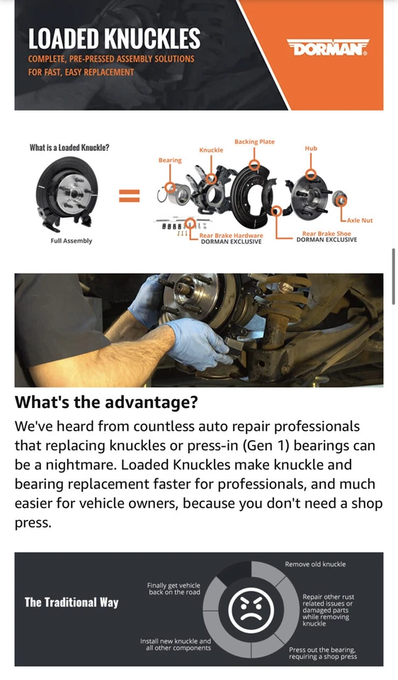 Nudillo de dirección cargado lado conductor delantero Dorman 698-409 Ford, Lincoln, Mercury Foto 4 de 4