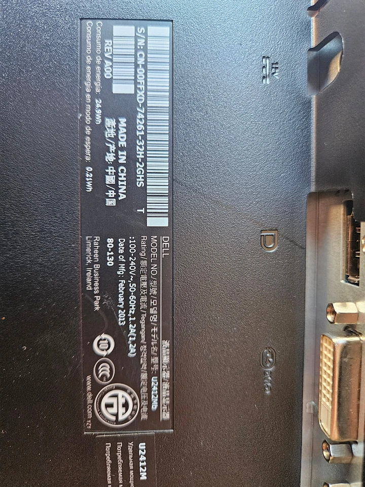 2x Dell P2412Mb 24" Monitor Dual Standfuß MDS14 iPS LED Full HD DP DVI VGA Z7 - Bild 4 von 4