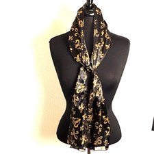 Fleur-de-lis Scarf, Black  Gold