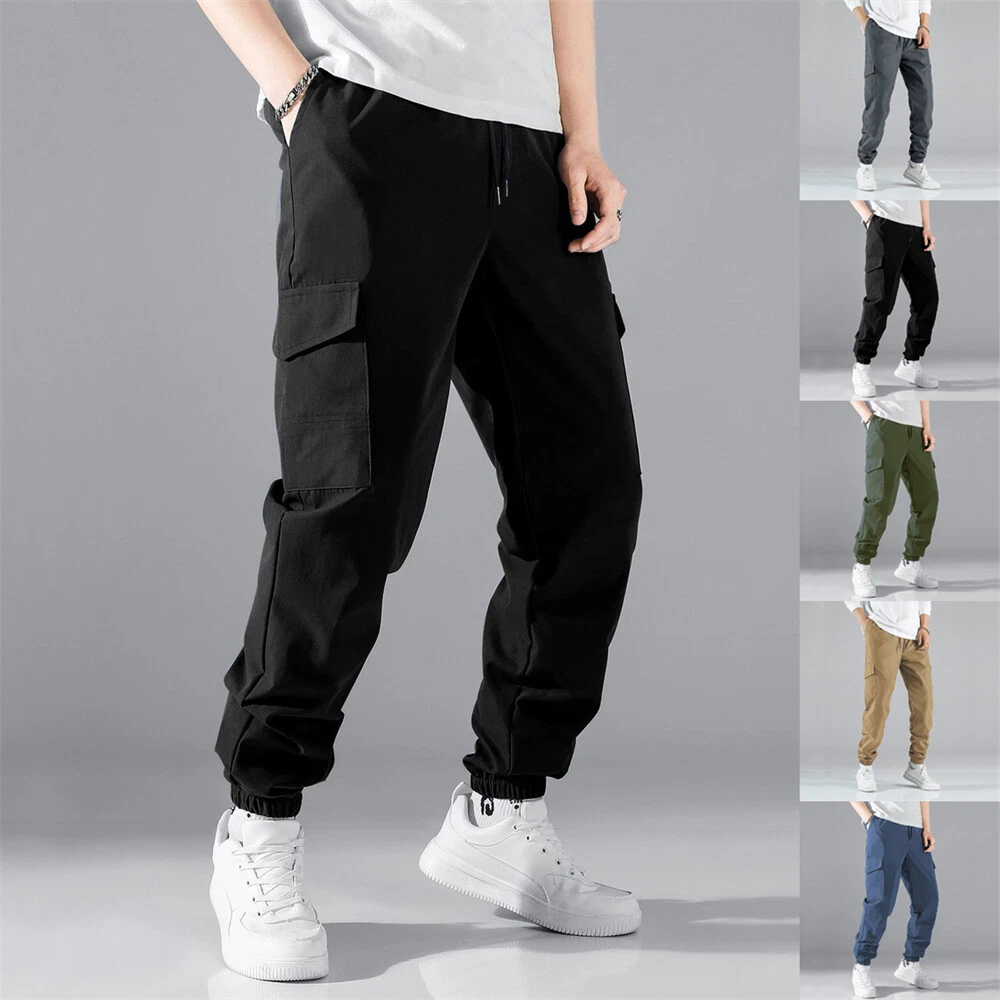 Mens Cargo Pants Athletic Running Sweatpants Casual Hip Hop Trousers