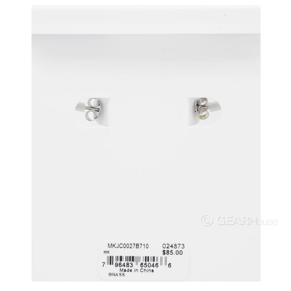 Pendientes de aro en C gruesos de oro Michael Kors para mujer con logotipo MK esmaltado púrpura Foto 2 de 4